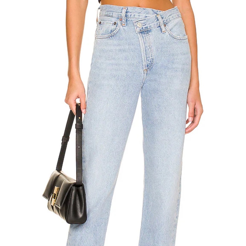 Agolde revolve criss Cross Blue Straight Leg Jeans
